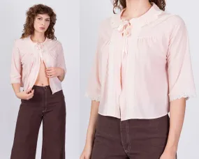 1950s Baby Pink Bed Jacket - Small