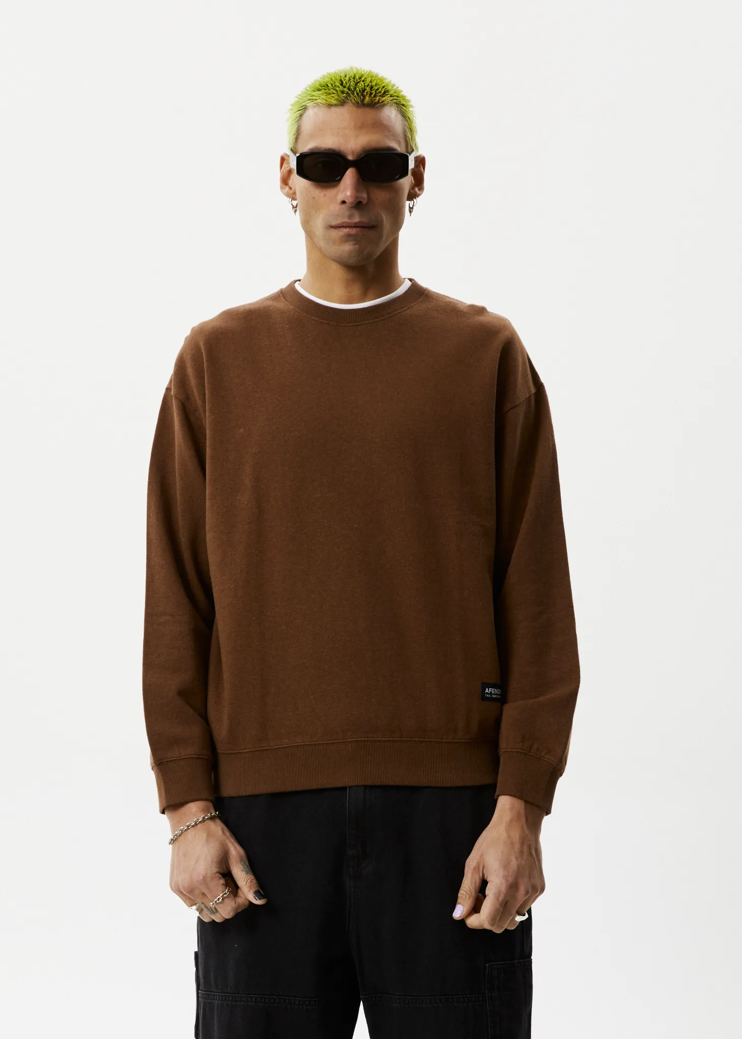 Afends Mens Indica - Hemp Crew Neck Jumper - Toffee