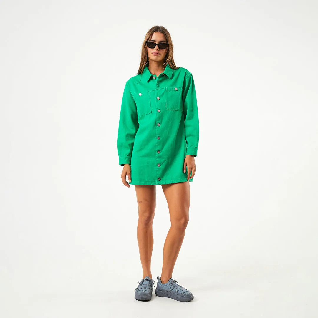 AFENDS Womens Sleepy Hollow Tori - Twill Dress - Forest