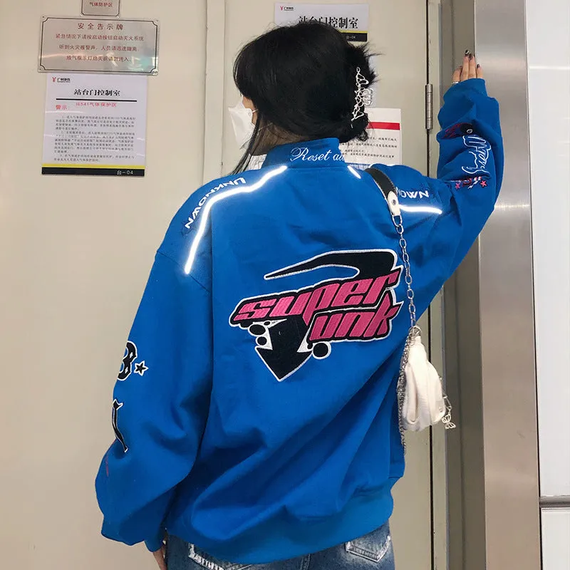 Alaska Varsity Jacket Vintage Embroidered Loose Baseball Uniform Coat