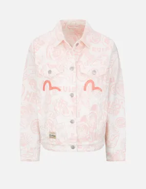 Allover EVISU Squad Discharge-Print Denim Jacket