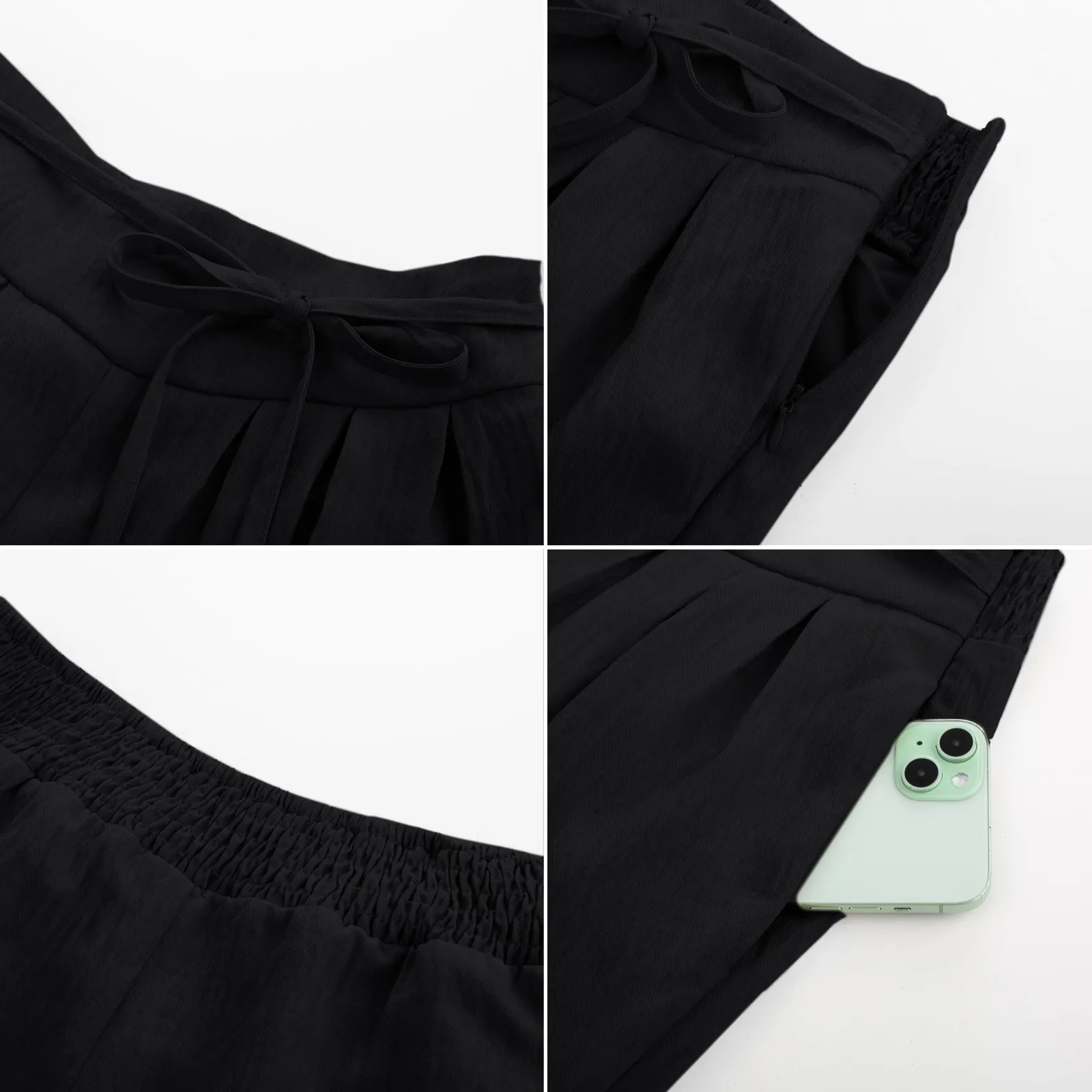 BP Women Vintage Wide Leg Pants Elastic Waist Pleated Palazzo Pants