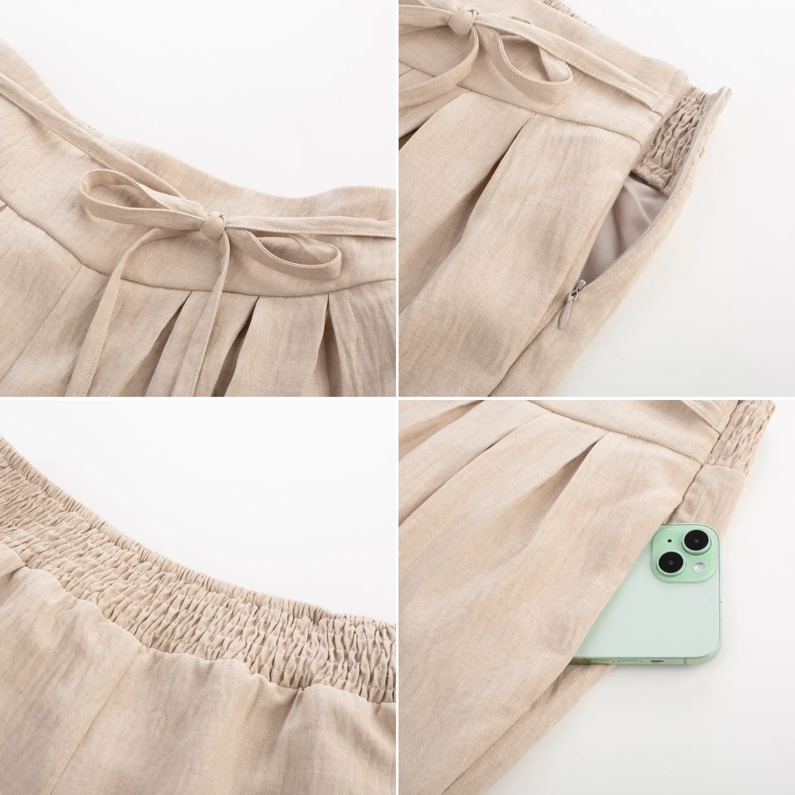 BP Women Vintage Wide Leg Pants Elastic Waist Pleated Palazzo Pants