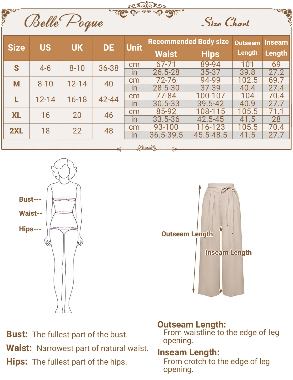 BP Women Vintage Wide Leg Pants Elastic Waist Pleated Palazzo Pants