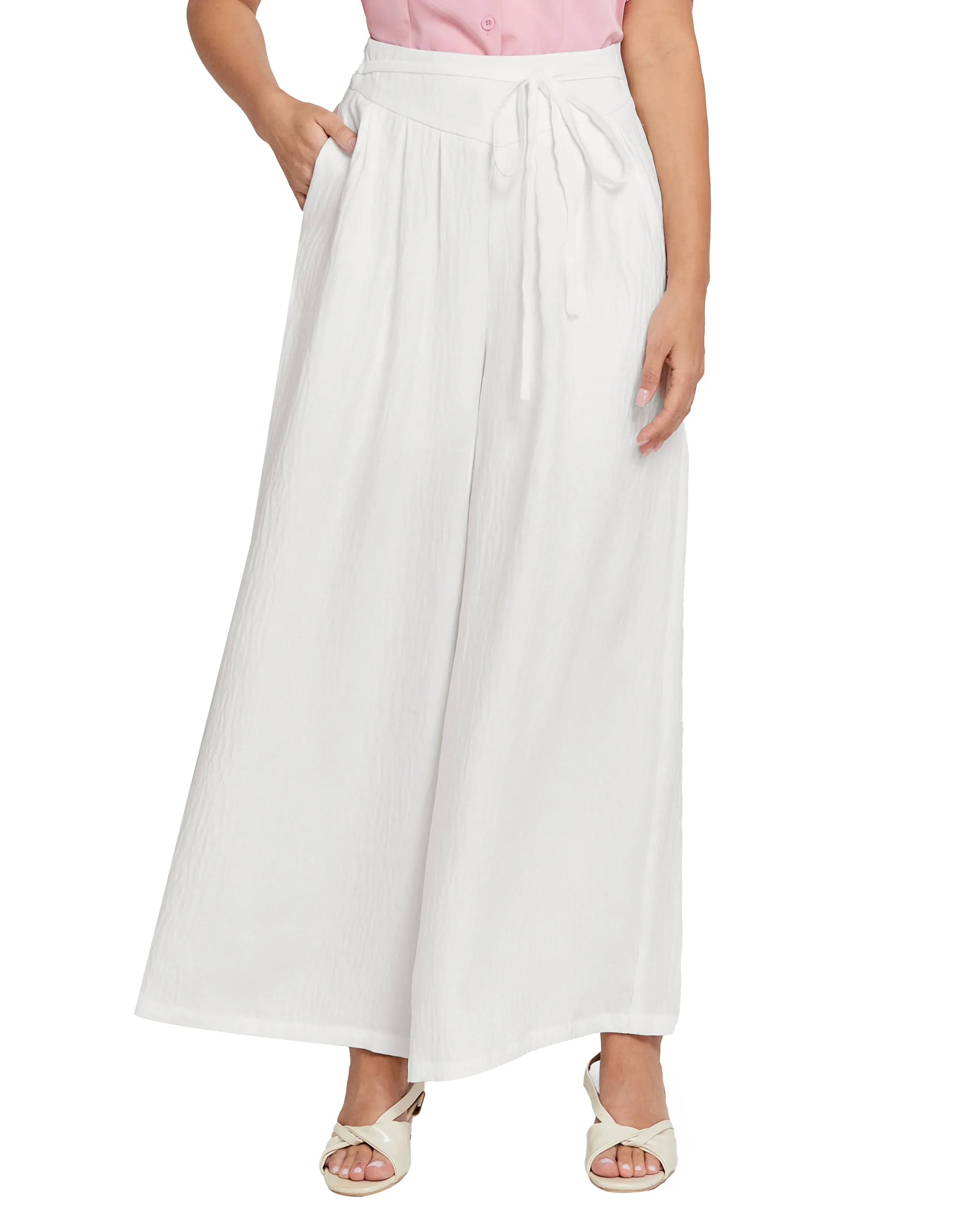 BP Women Vintage Wide Leg Pants Elastic Waist Pleated Palazzo Pants