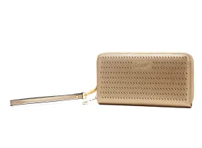 Brangio Elegant Perforated Gold Wristlet Wallet