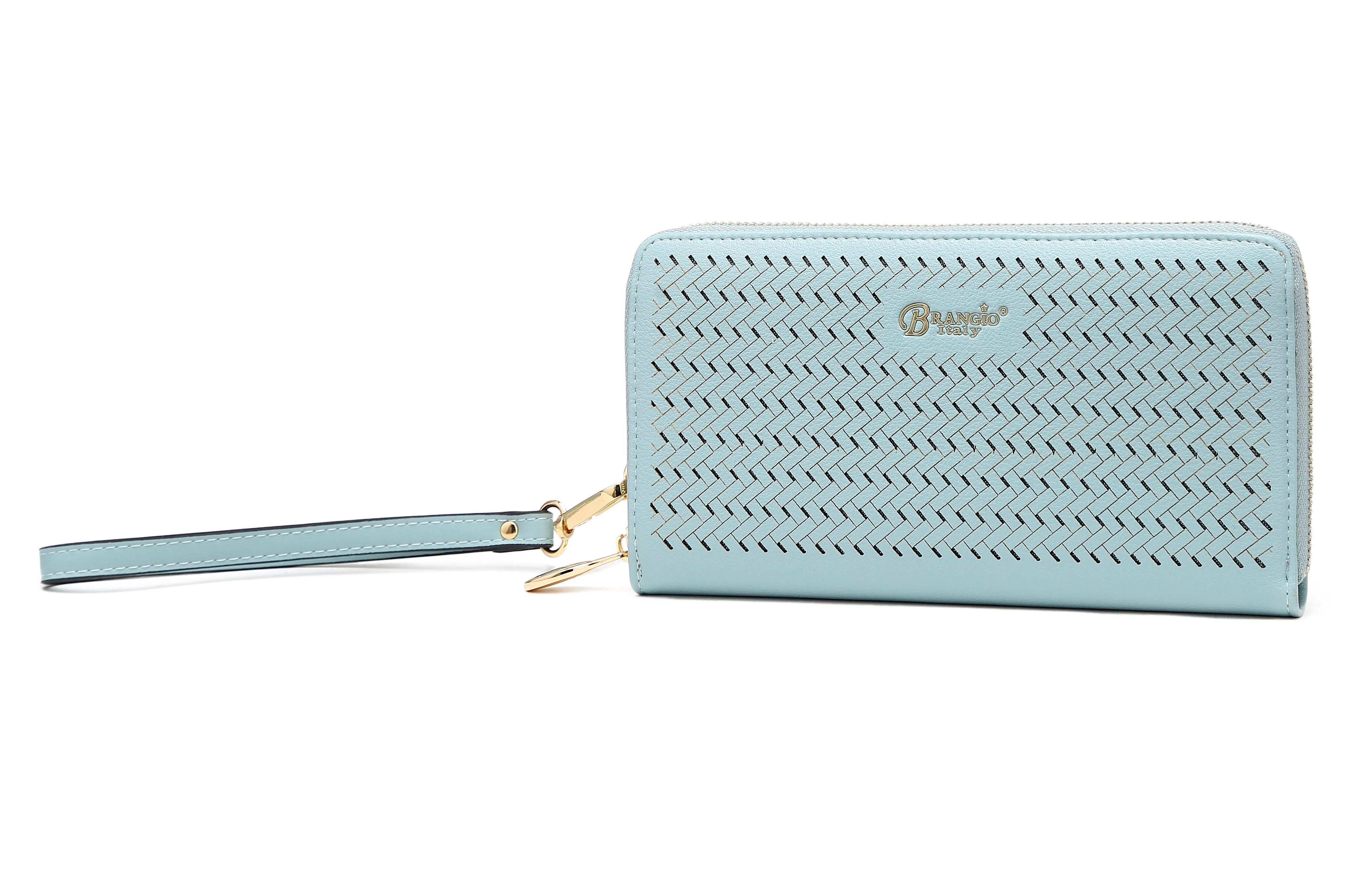 Brangio Elegant Perforated Gold Wristlet Wallet