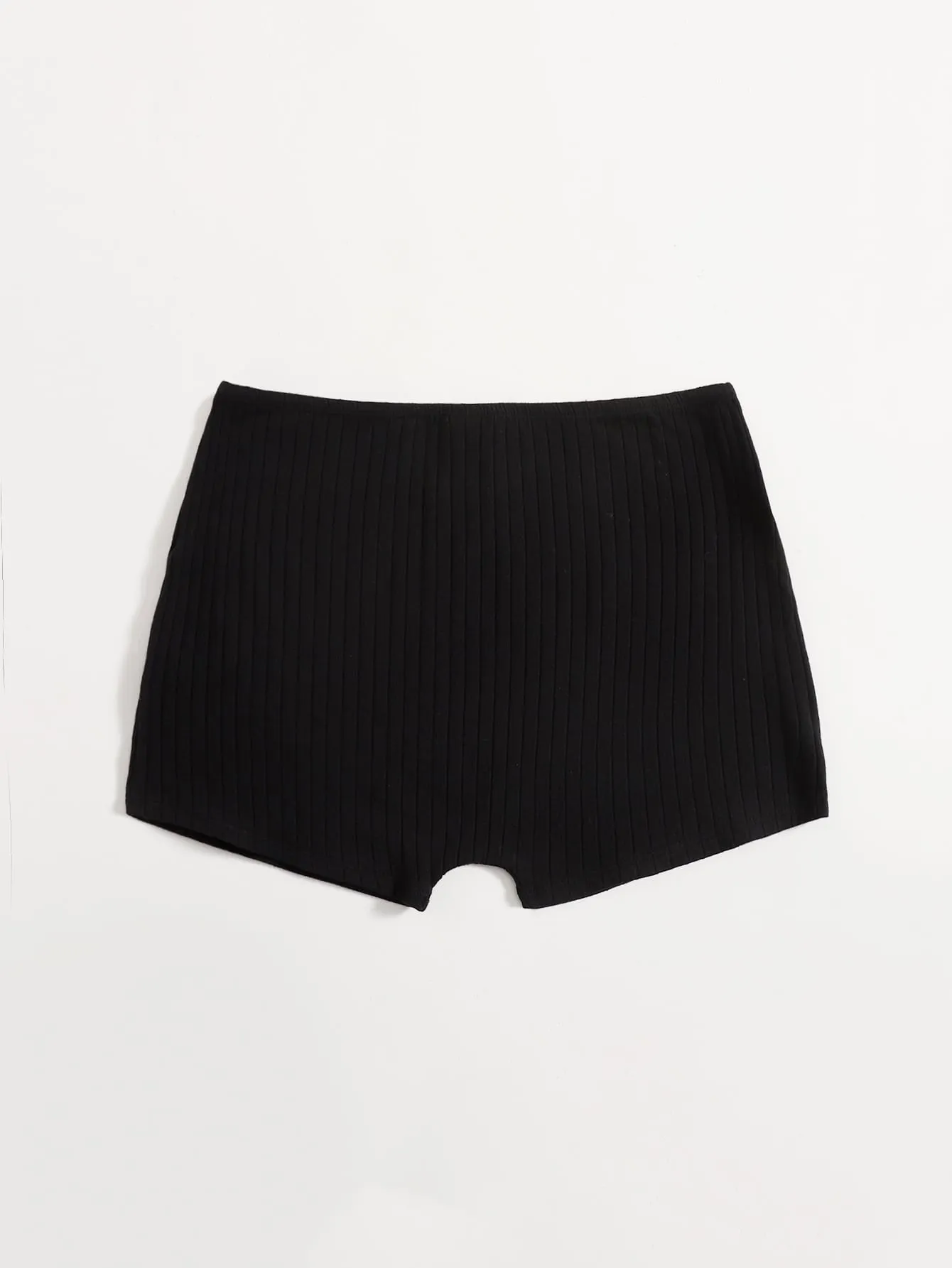 Casual Plain Rib-Knit Short Women Leggings