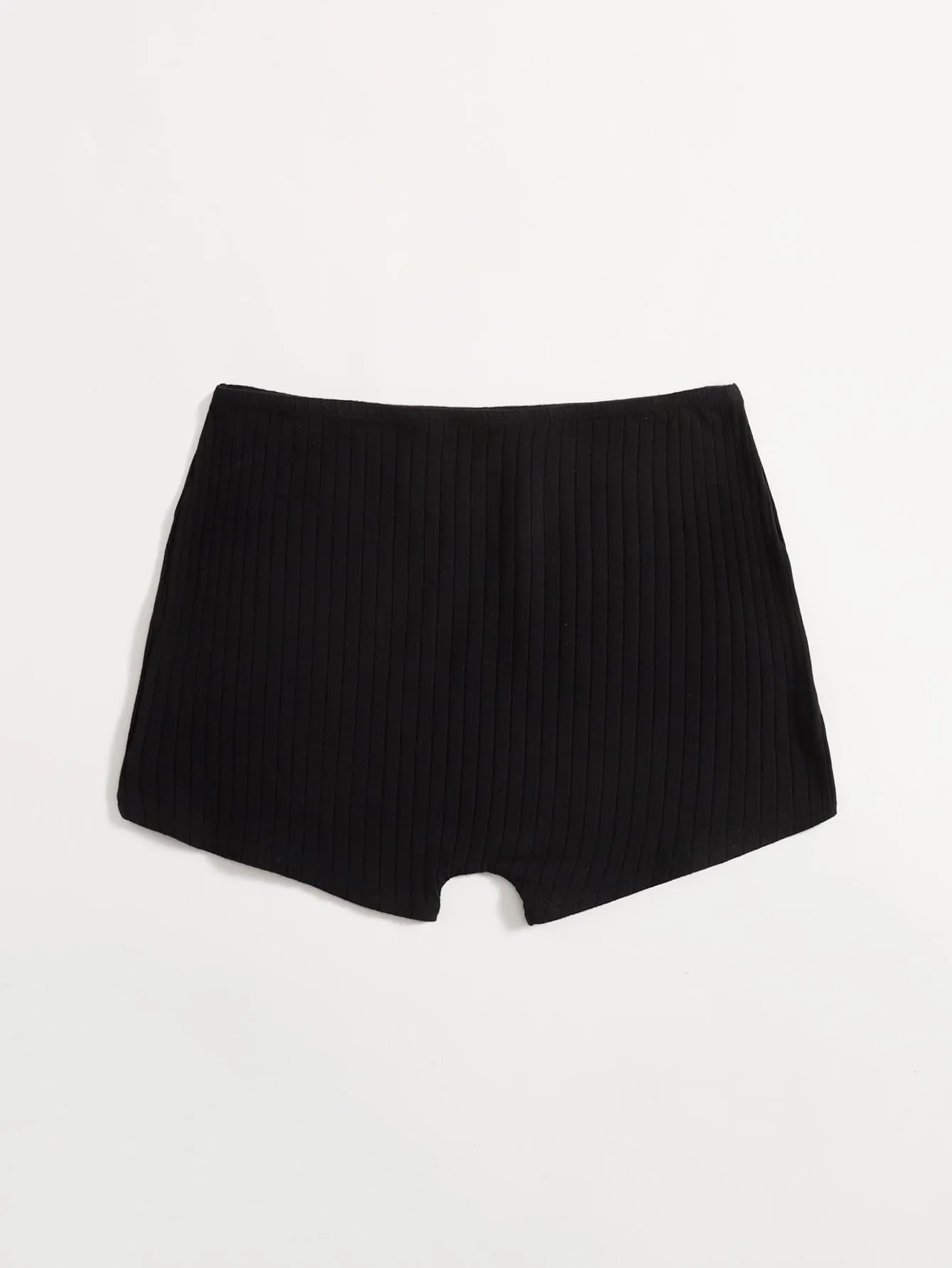 Casual Plain Rib-Knit Short Women Leggings