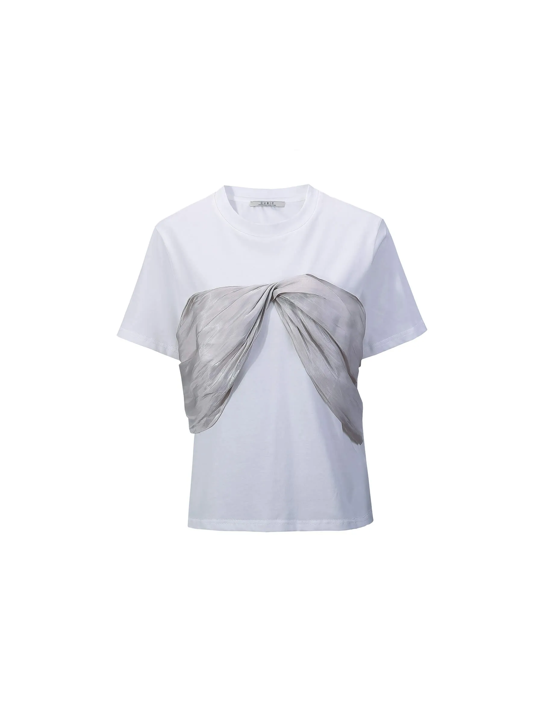 Contrast Color 3D Bow Casual T-shirt