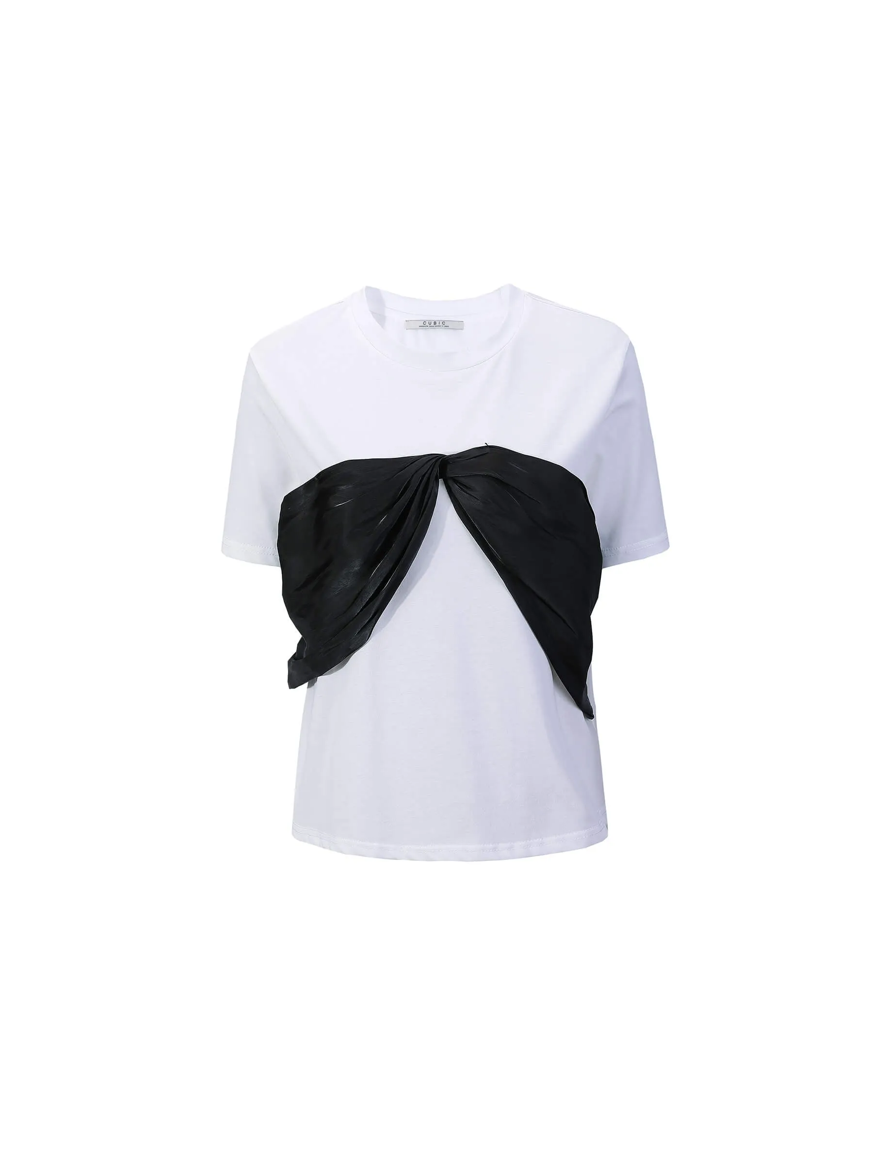 Contrast Color 3D Bow Casual T-shirt