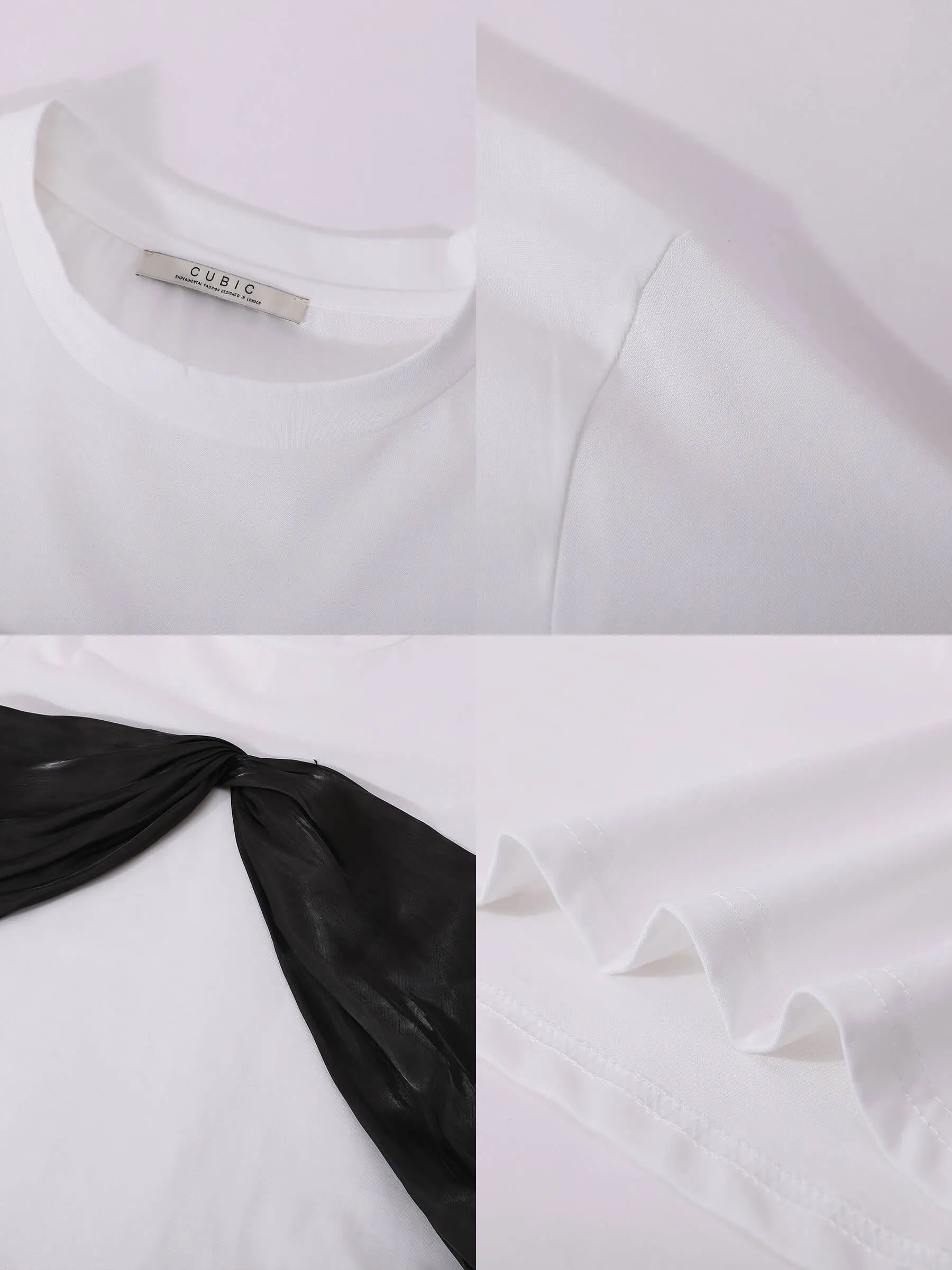 Contrast Color 3D Bow Casual T-shirt