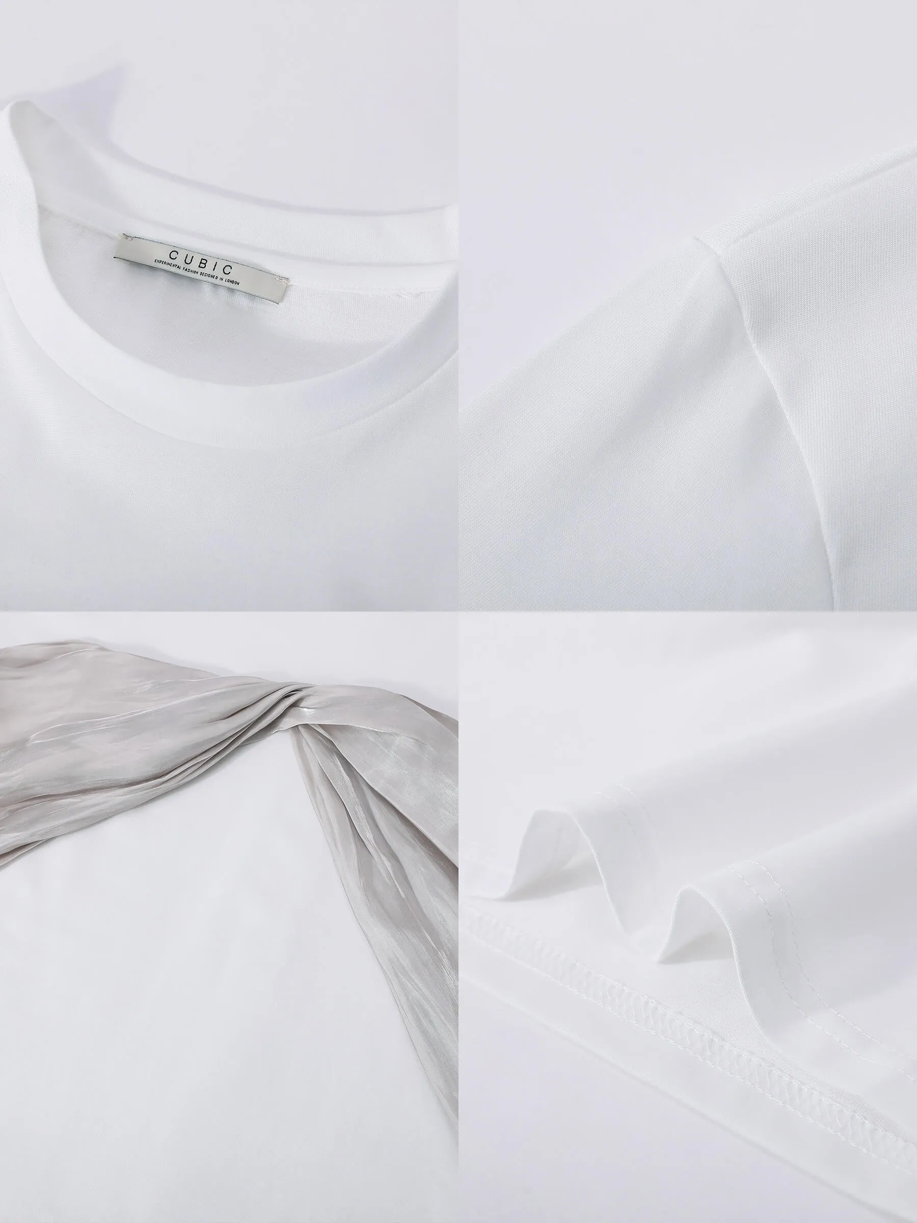 Contrast Color 3D Bow Casual T-shirt