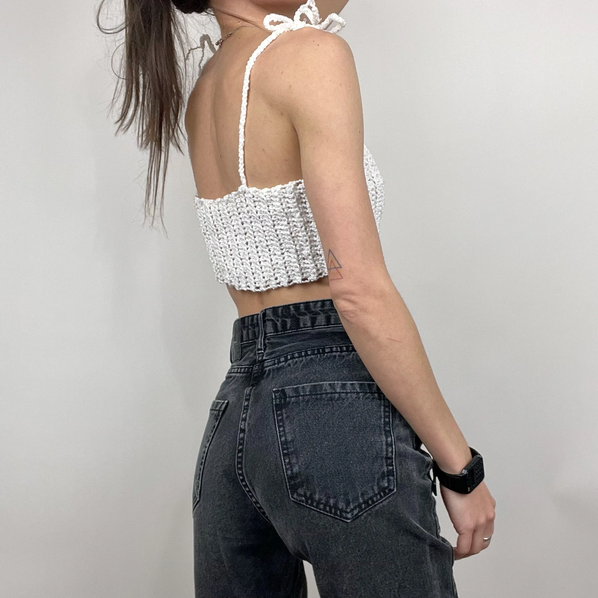 Crocheted White Tube Top