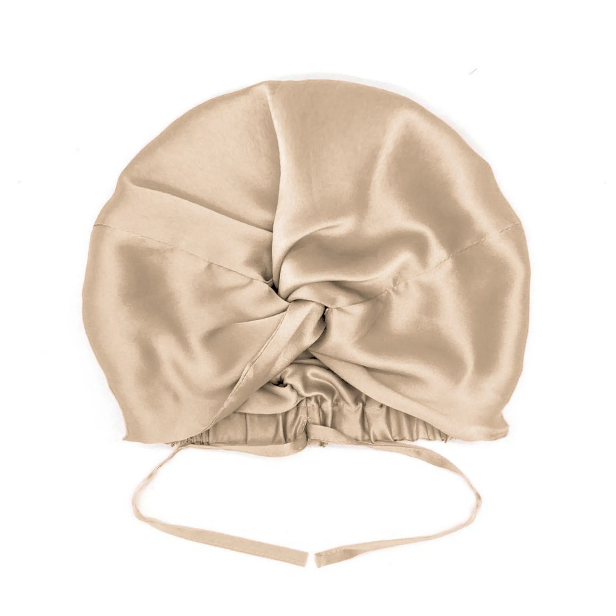 Double-Lined Adjustable Women Silk Hair Bonnet Mulberry Silk Turban Night Hair Care Hair Wrap - Black