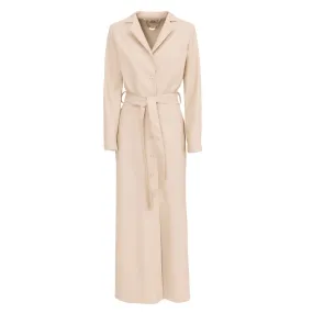Ecru Long Button-Up Eco-Leather Trench