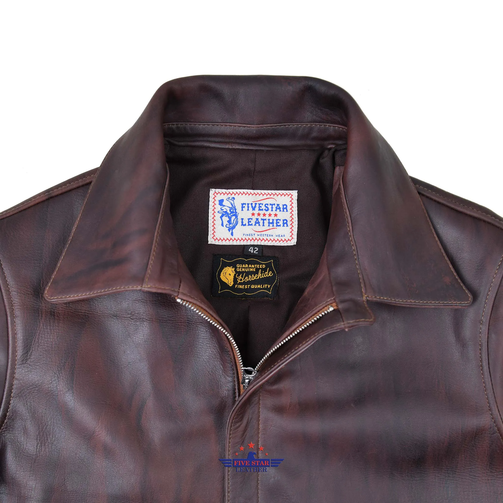 FiveStar leather Crusader Jacket Horse Hide Distressed Brown Leather