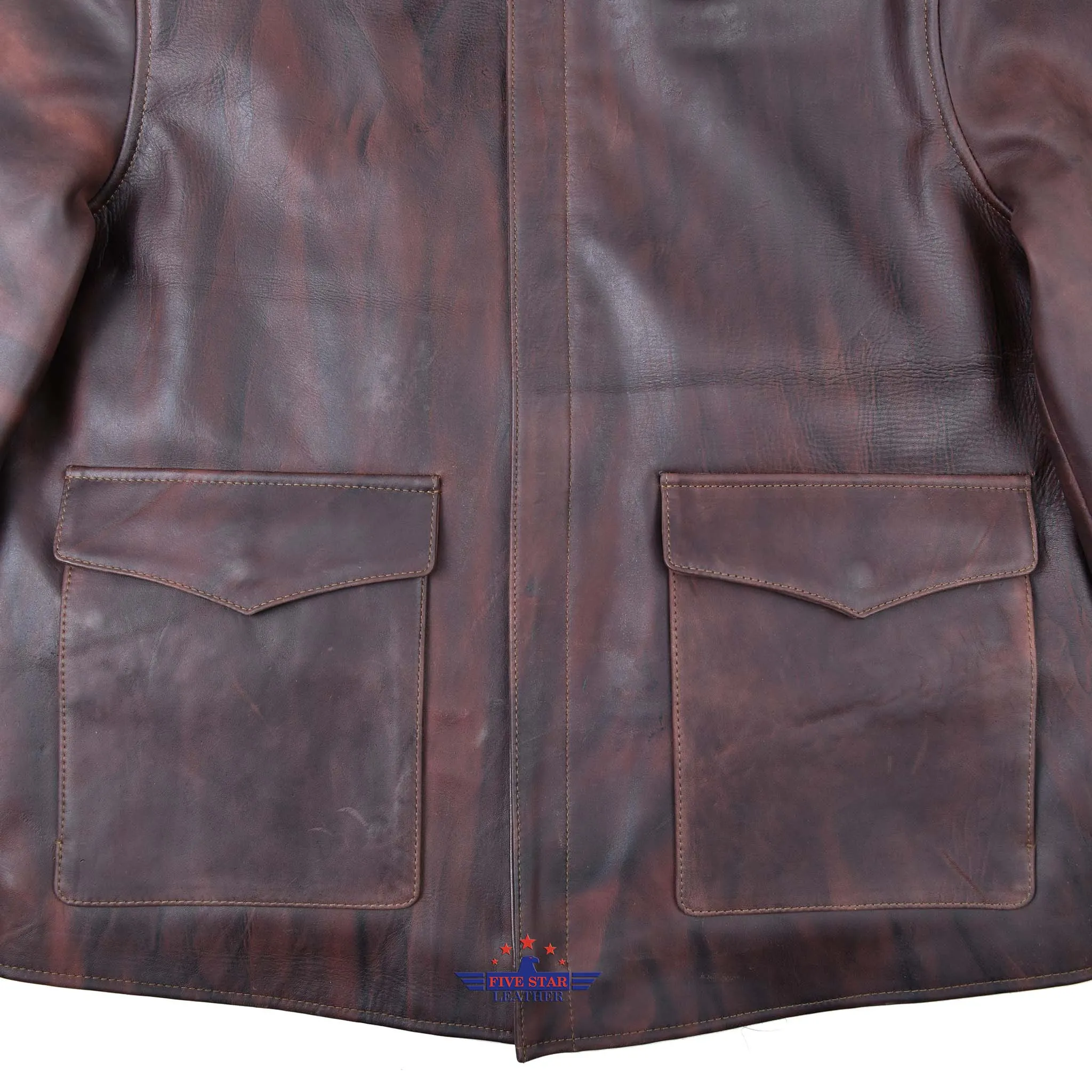 FiveStar leather Crusader Jacket Horse Hide Distressed Brown Leather