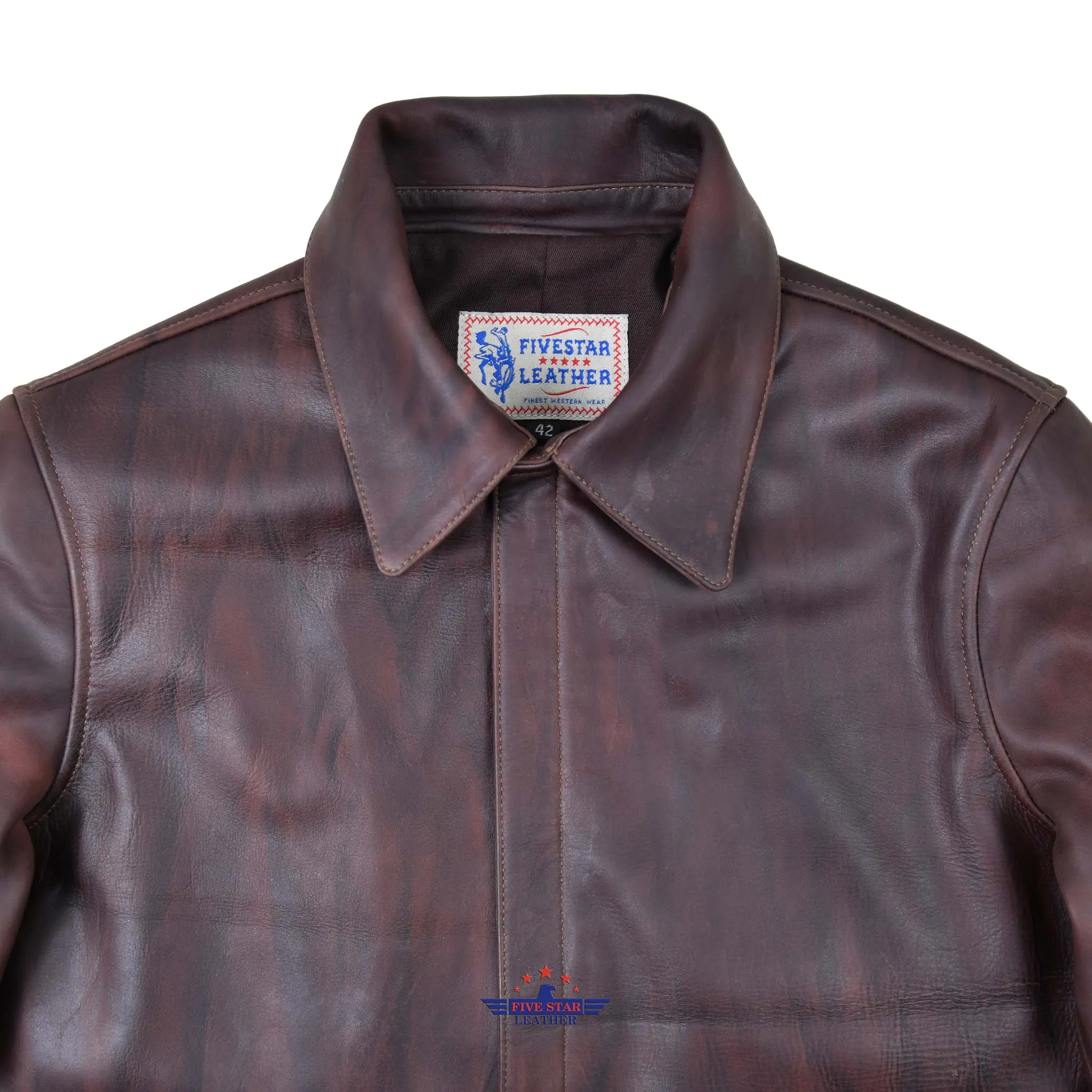 FiveStar leather Crusader Jacket Horse Hide Distressed Brown Leather