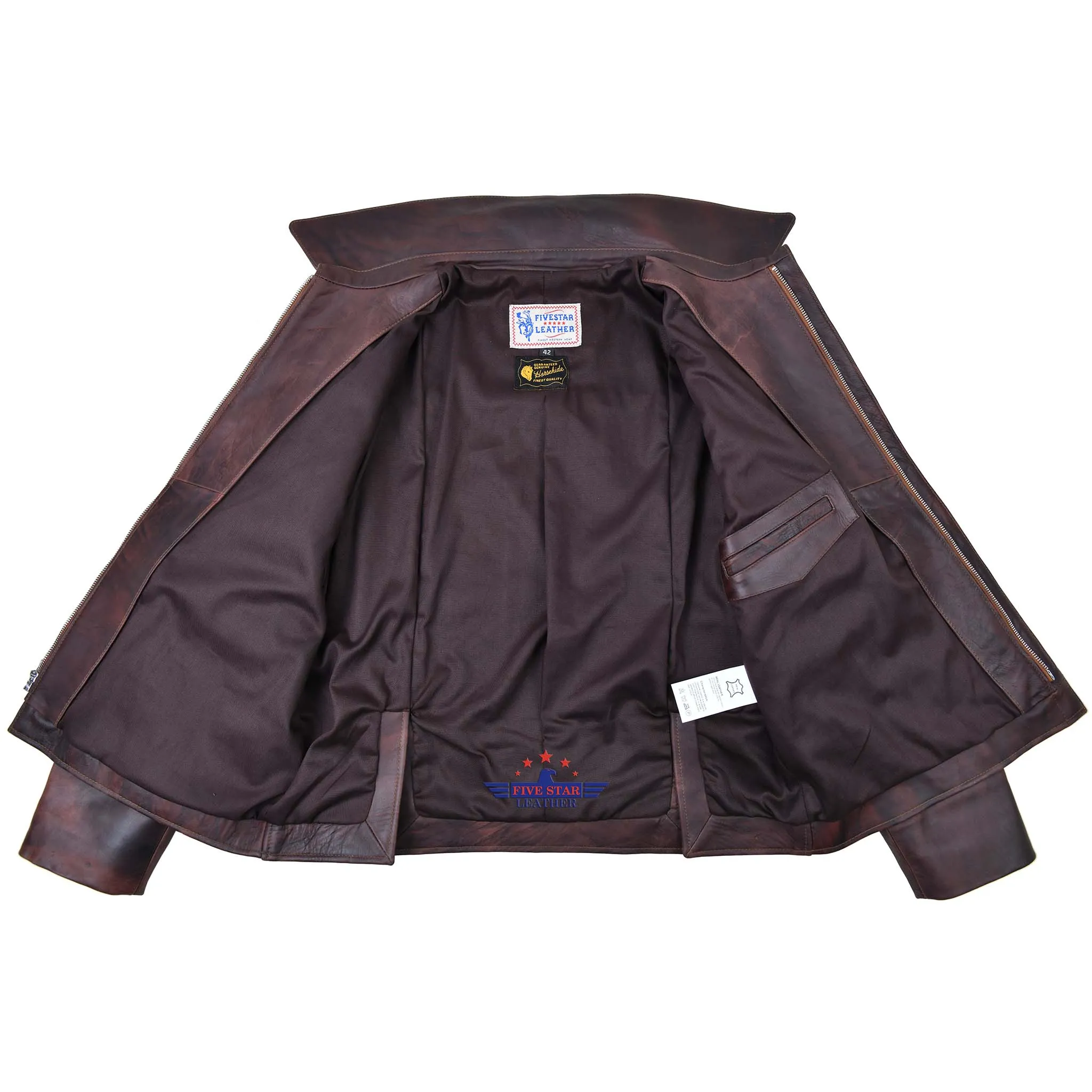 FiveStar leather Crusader Jacket Horse Hide Distressed Brown Leather