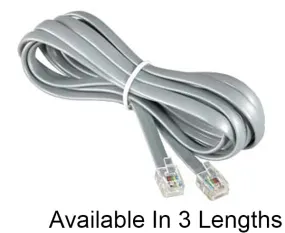 Flat Modular Phone Cord, Silver Satin, RJ12 6P6C Straight and Reverse Wiring