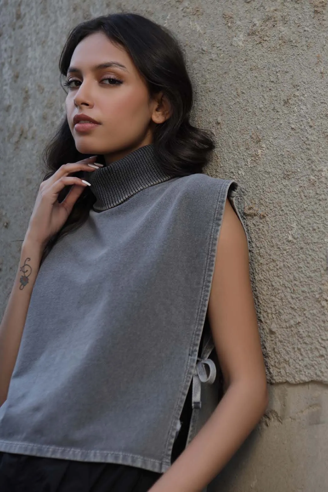 High Neck Crossover Top
