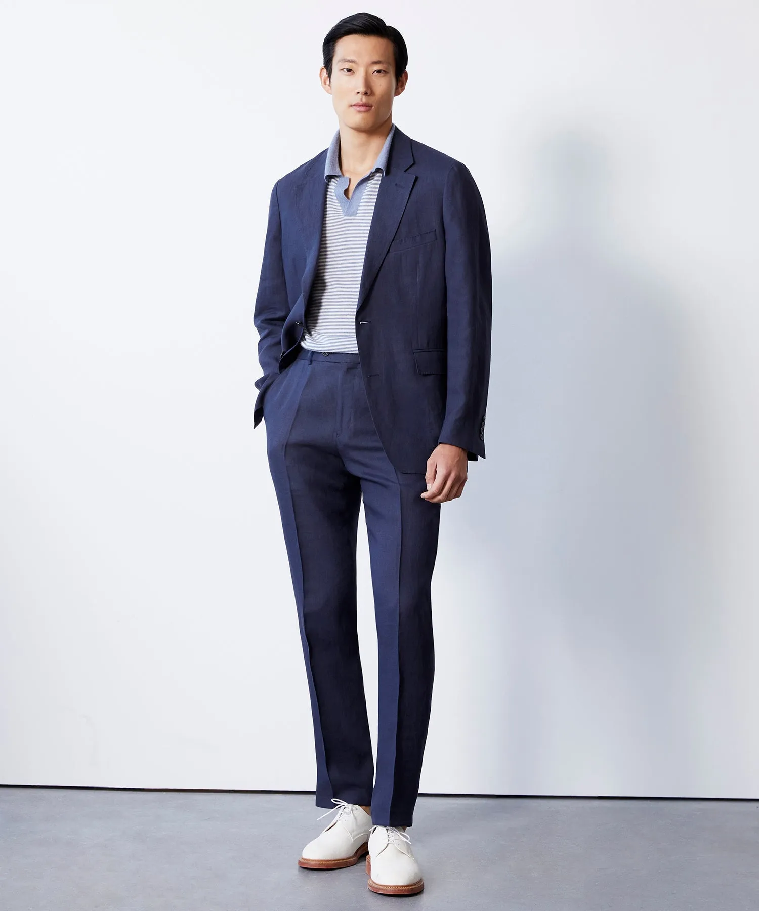 Italian Hemp Sutton Trouser in Navy Ink