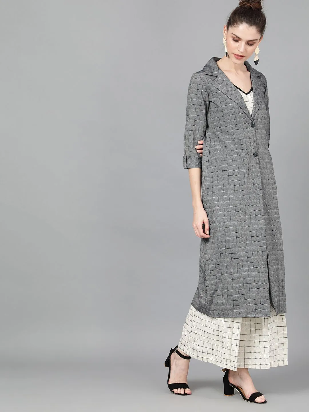 JACKET - Grey Woven Design Jacket