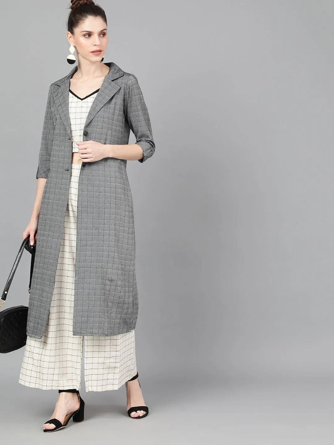JACKET - Grey Woven Design Jacket