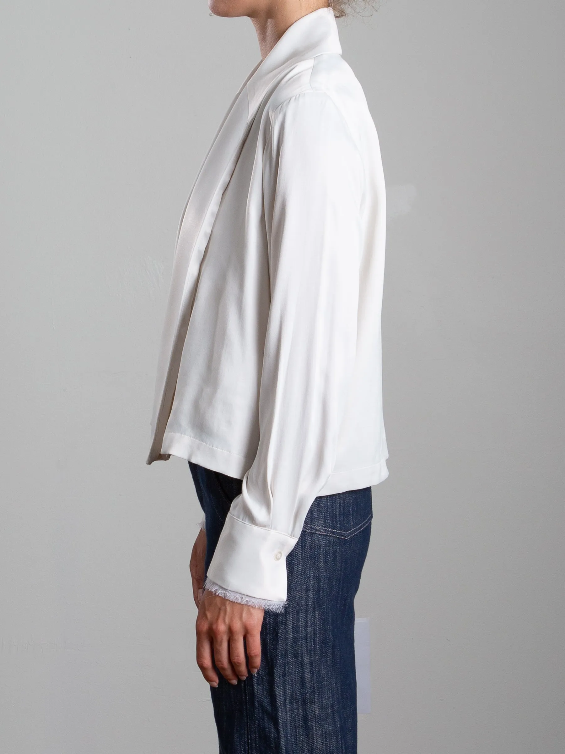 Junior Tux Jacket in Heirloom Satin - Parchment