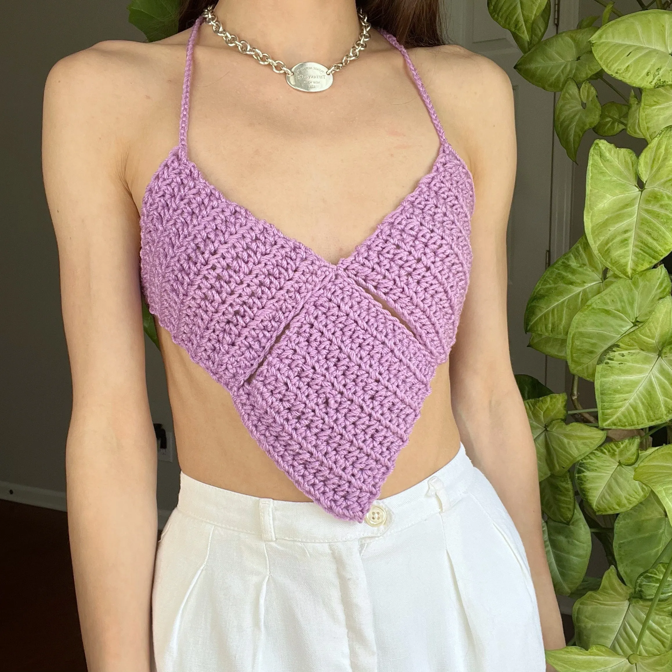 Lavender Crocheted Triangle Top