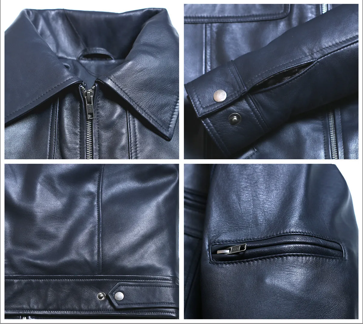 Leather Jackets Hub Mens Genuine Lambskin Leather Jacket (Black, Aviator Jacket) - 1501200