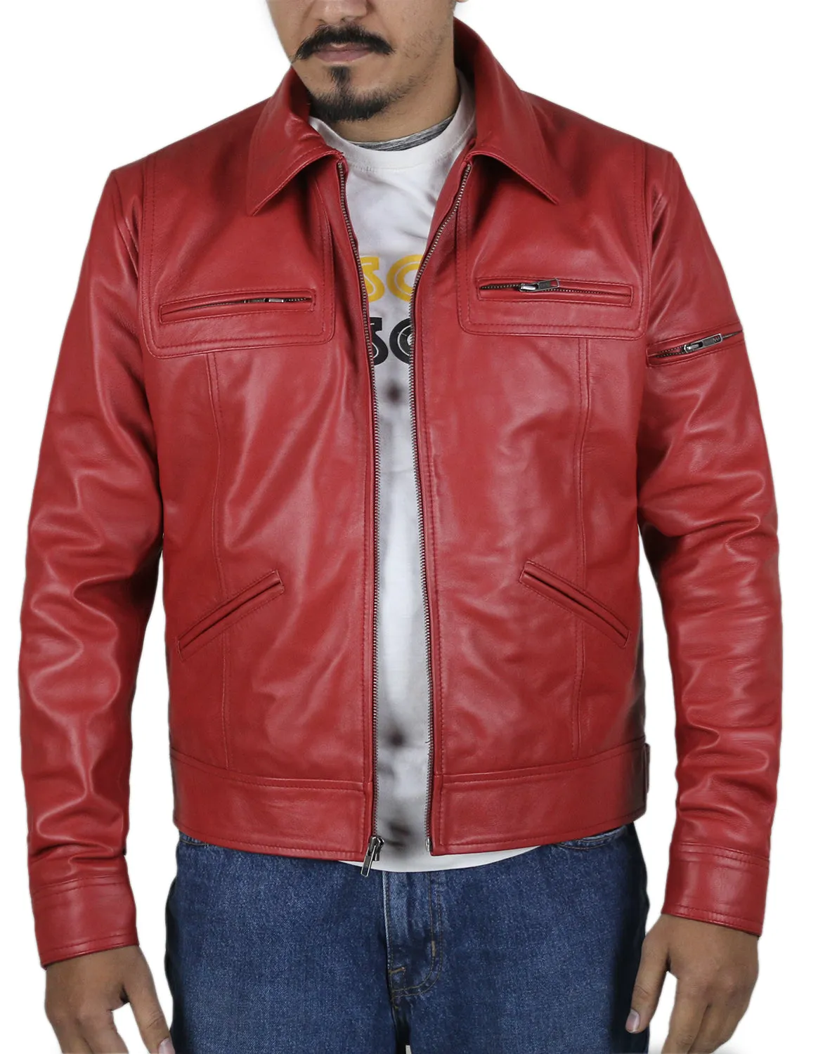 Leather Jackets Hub Mens Genuine Lambskin Leather Jacket (Black, Aviator Jacket) - 1501200