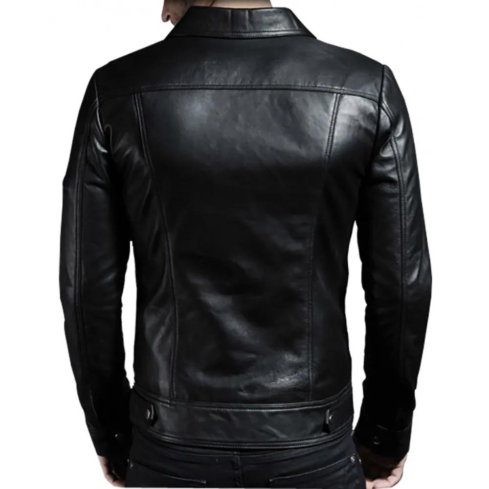 Leather Jackets Hub Mens Genuine Lambskin Leather Jacket (Black, Aviator Jacket) - 1501200