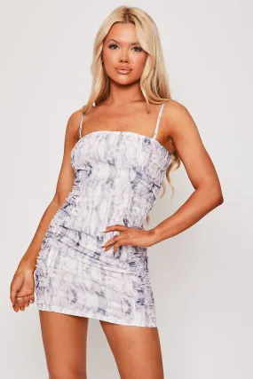 Lulu - Lilac Ruched Mesh Mini Bodycon Dress
