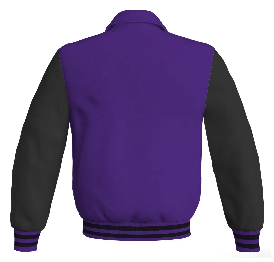 Luxury Bomber Classic Jacket Purple Body and Black Leather Sleeves
