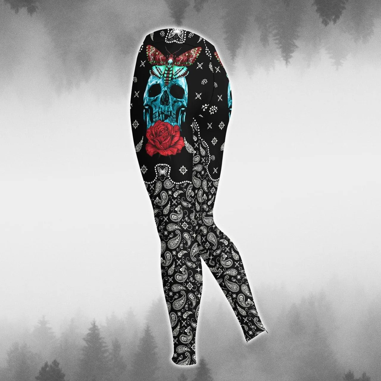 Mandala Gothic Skull Butterfly Combo Hoodie and Leggings