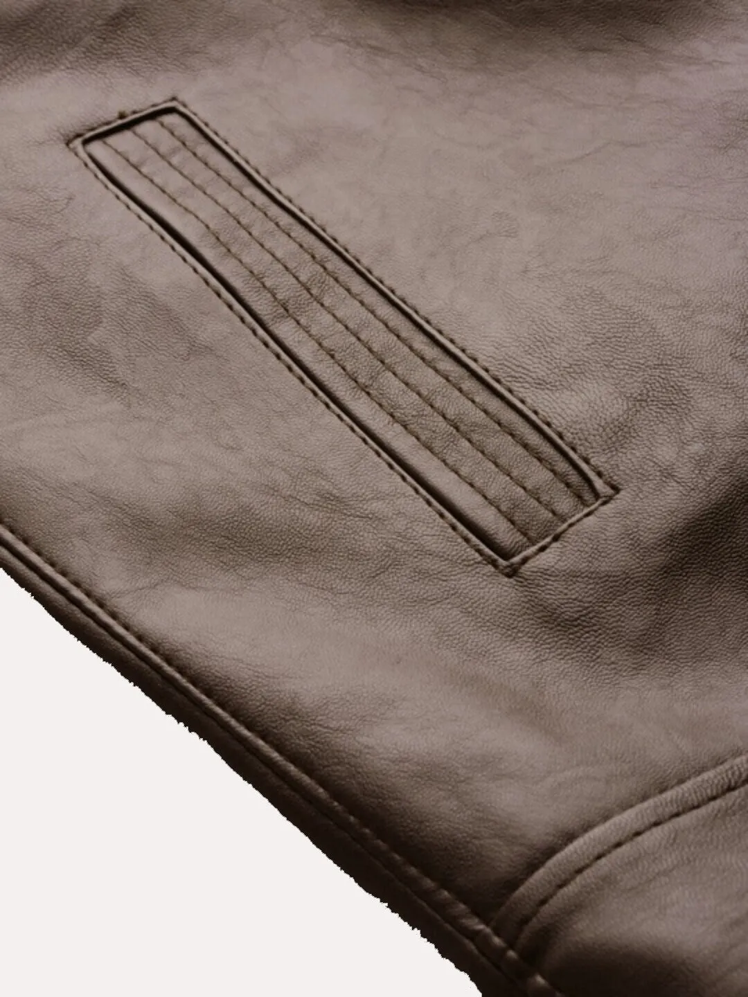 Men Coffee Brown Leather Biker Jacket | QAWACH