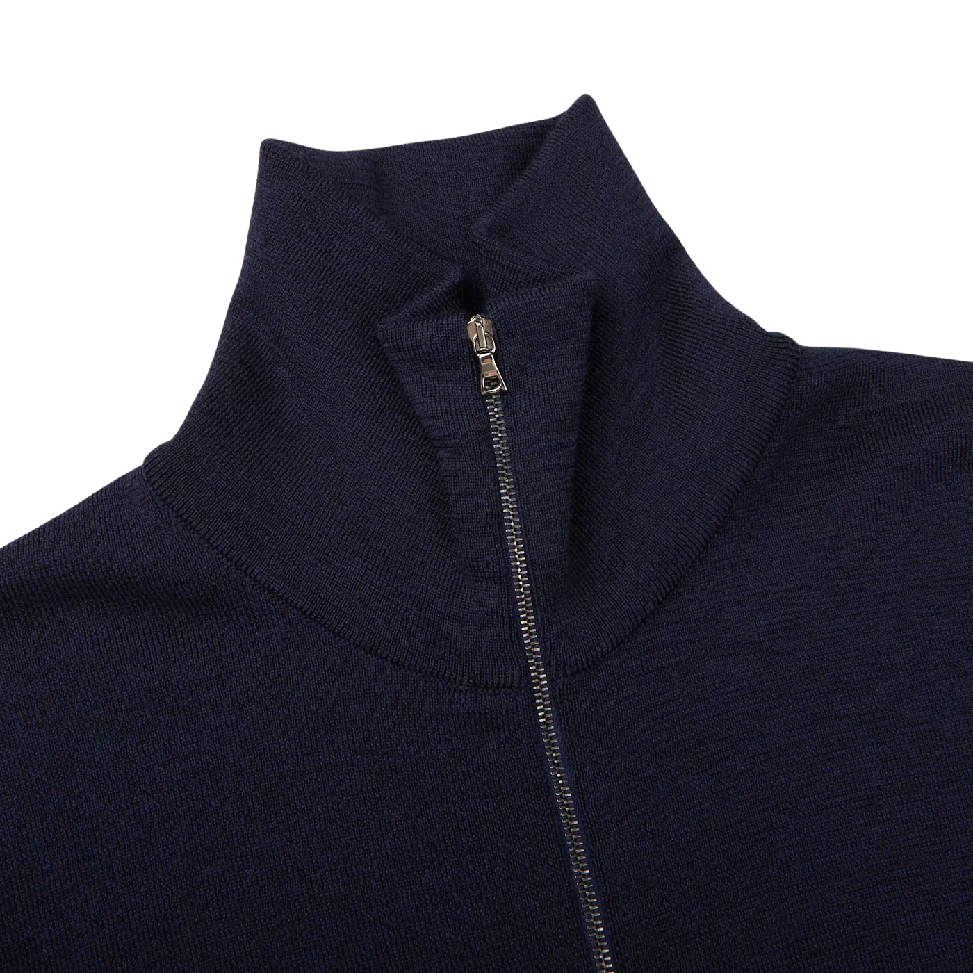 Navy Blue Merino Wool Zip Jacket