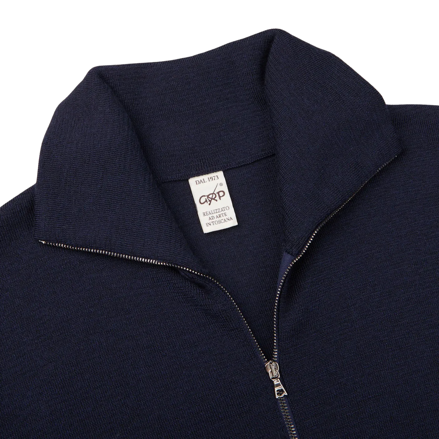 Navy Blue Merino Wool Zip Jacket