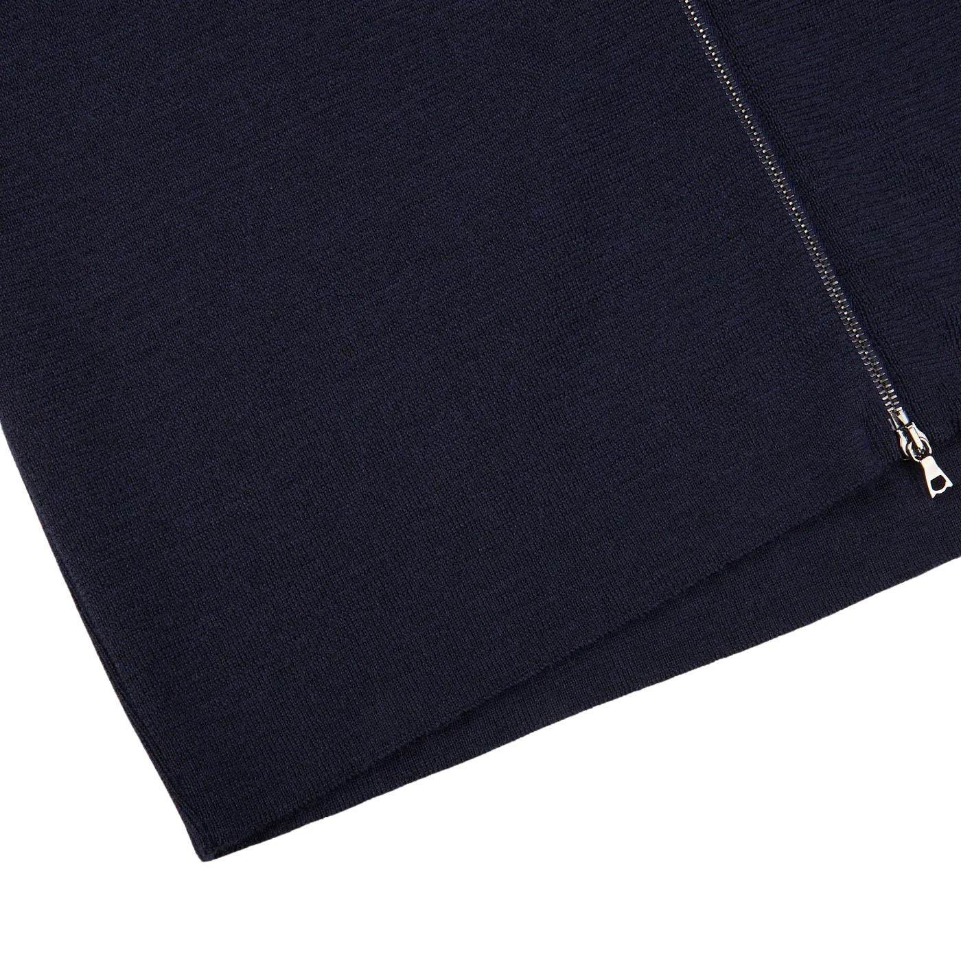 Navy Blue Merino Wool Zip Jacket