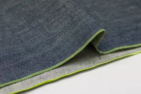 OCEAN BLUE COTTON HEMP BLEND SELVEDGE DENIM.