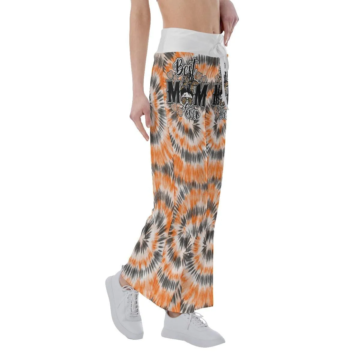 Orange Black Tribe Vibe Skull Mom High-waisted Wide Leg Pants