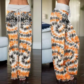 Orange Black Tribe Vibe Skull Mom High-waisted Wide Leg Pants