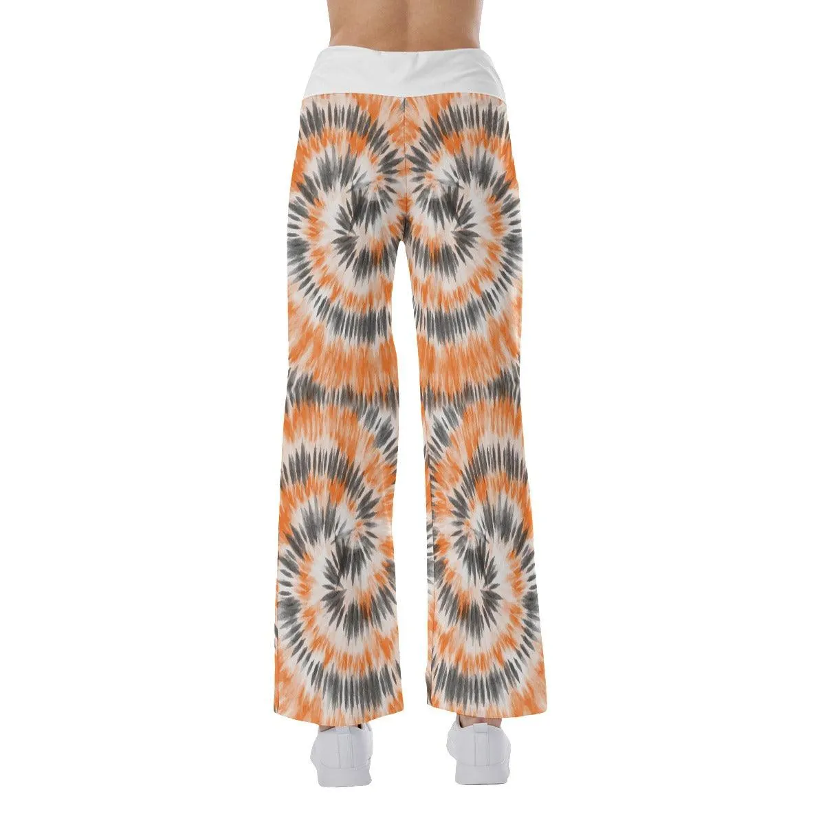 Orange Black Tribe Vibe Skull Mom High-waisted Wide Leg Pants