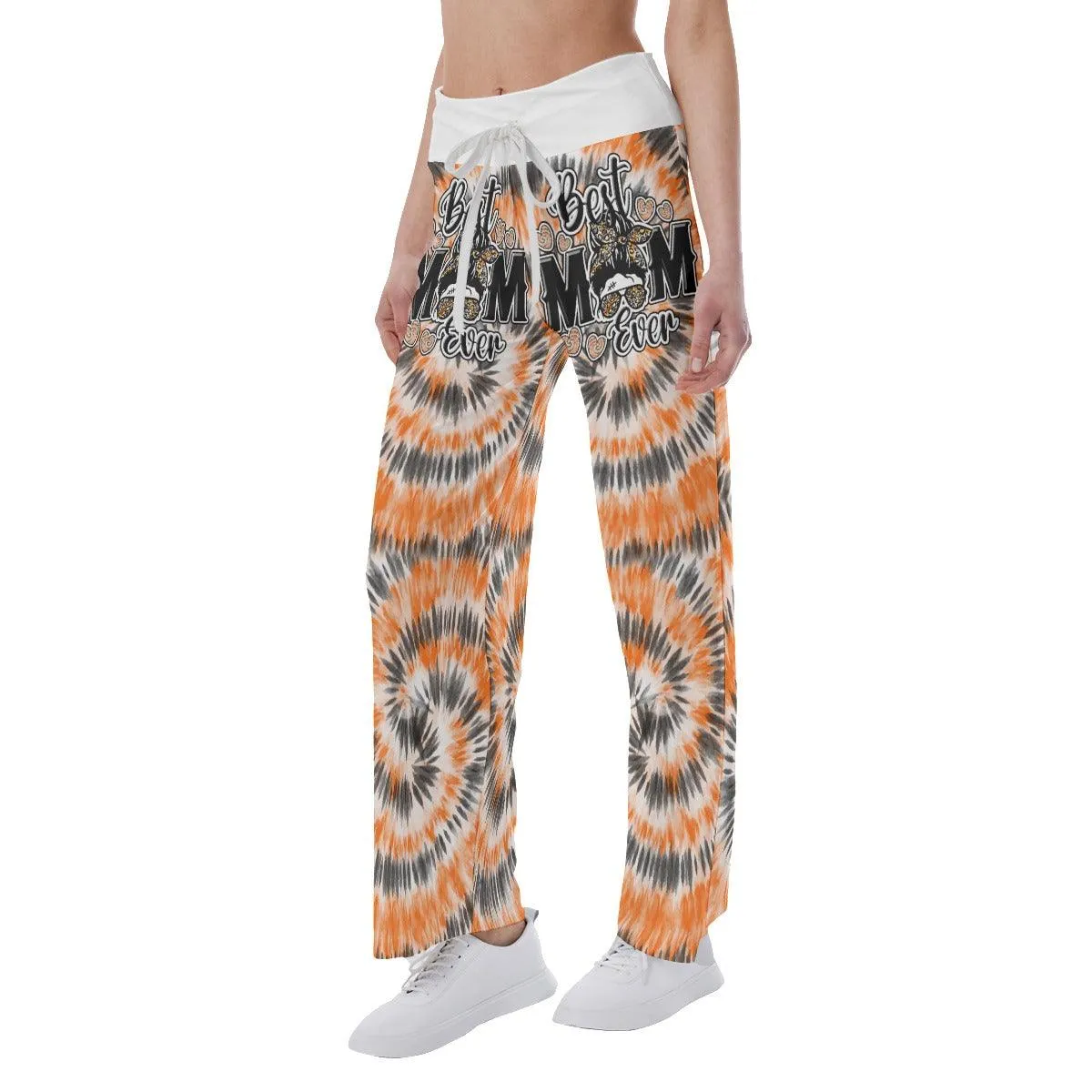 Orange Black Tribe Vibe Skull Mom High-waisted Wide Leg Pants