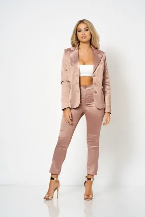 Pink Tailored Satin Co-Ord Blazer