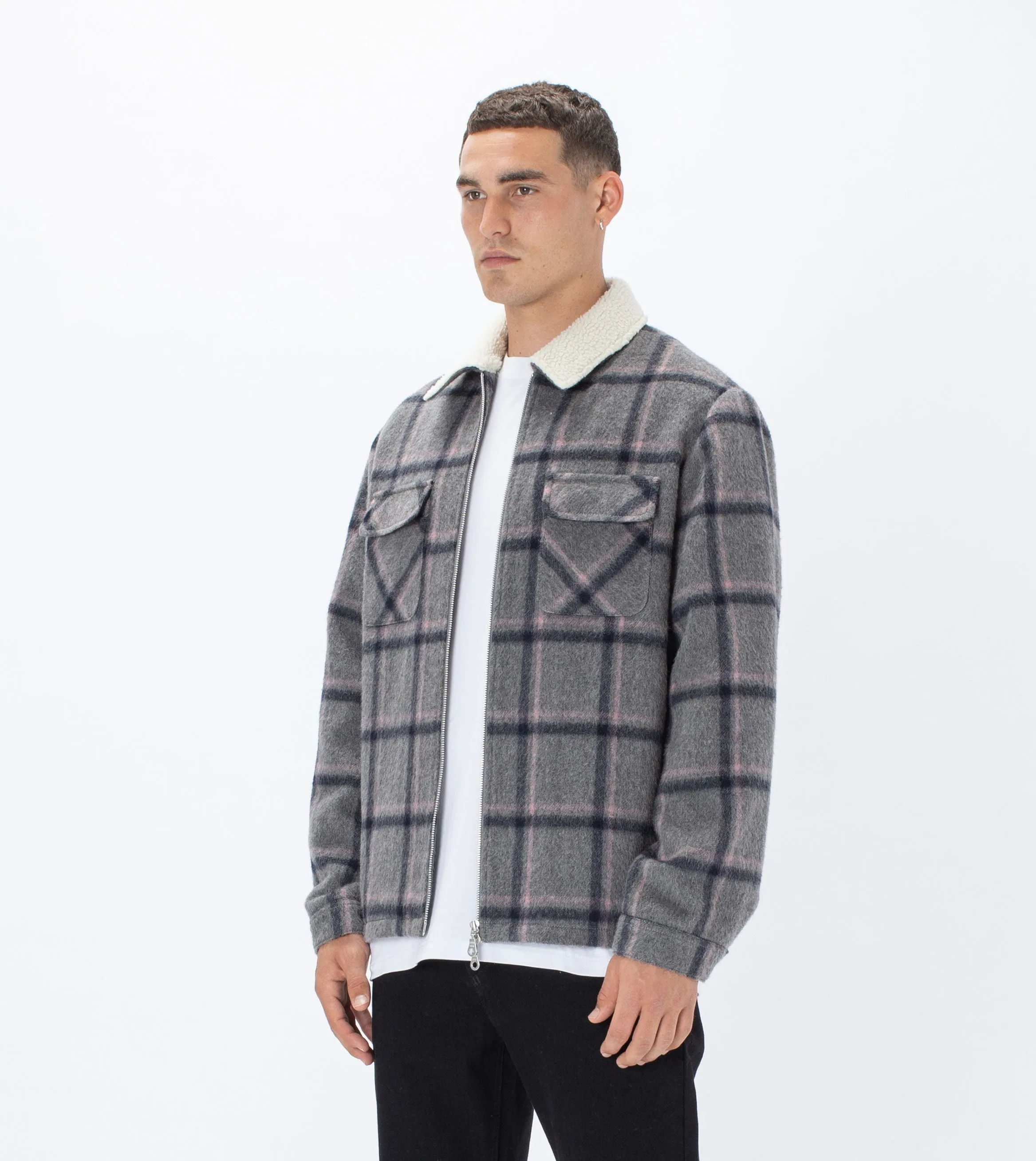 Plaid Work Jacket Grey/Musk