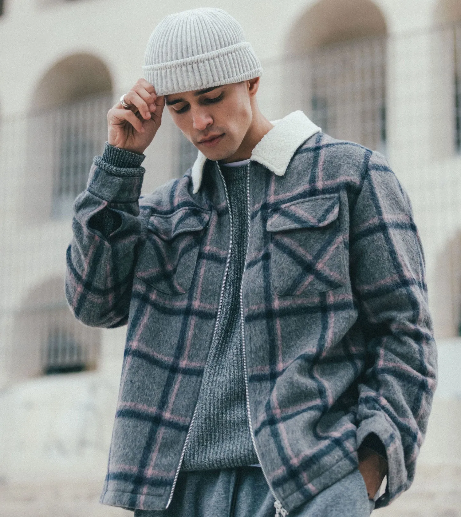 Plaid Work Jacket Grey/Musk