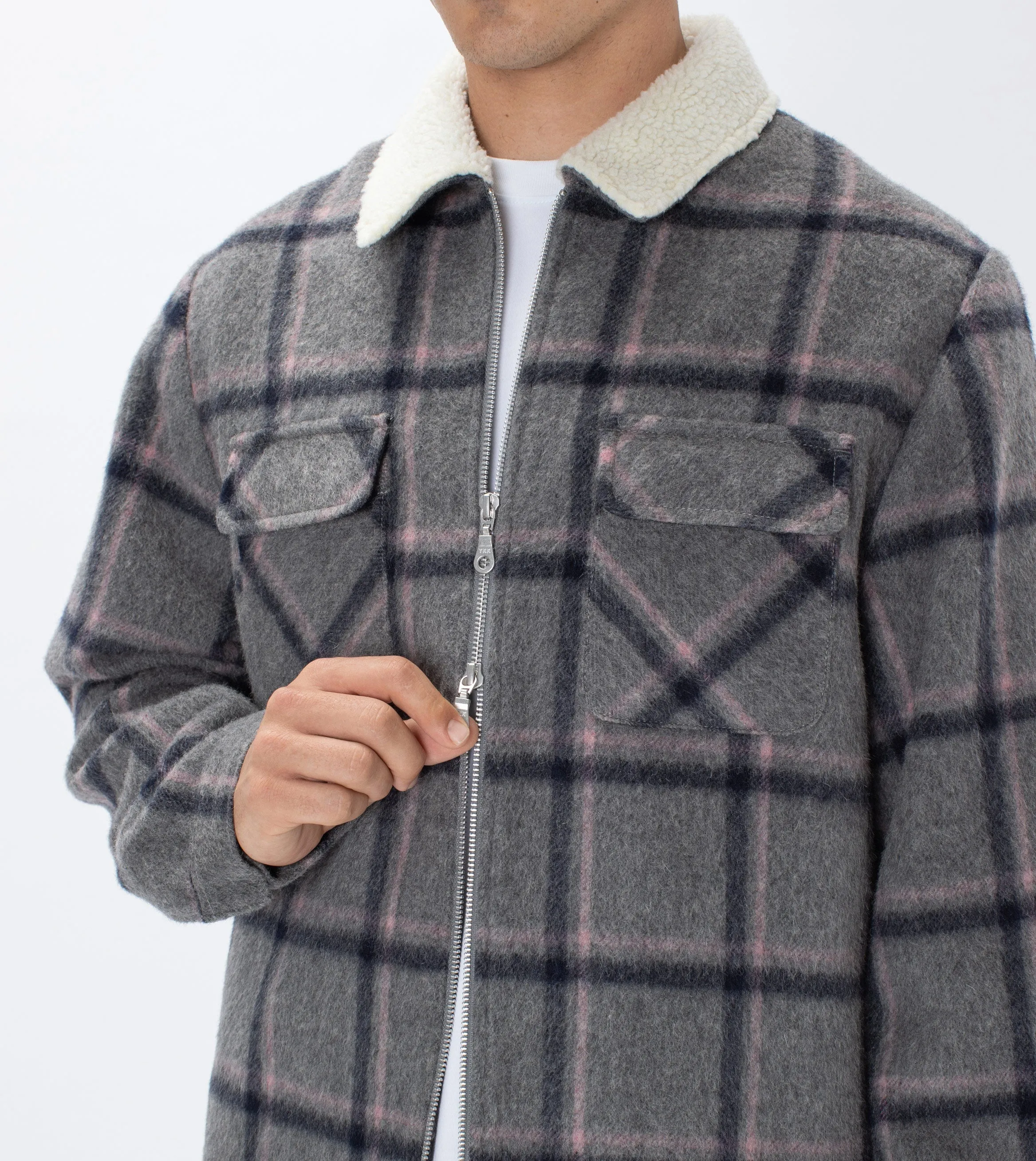Plaid Work Jacket Grey/Musk